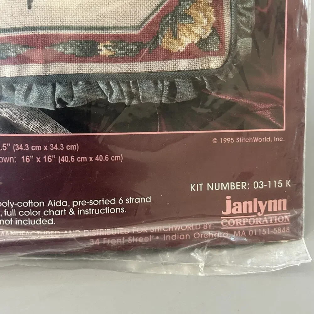 Stitch World Pansy Bouquet Pillow Cover Counted Cross Stitch Kit 13.5”x13.5” VTG